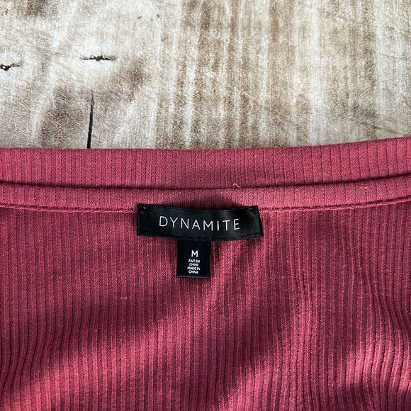 Dynamite Deep Red Ribbed Bodysuit - Picture 7 of 9